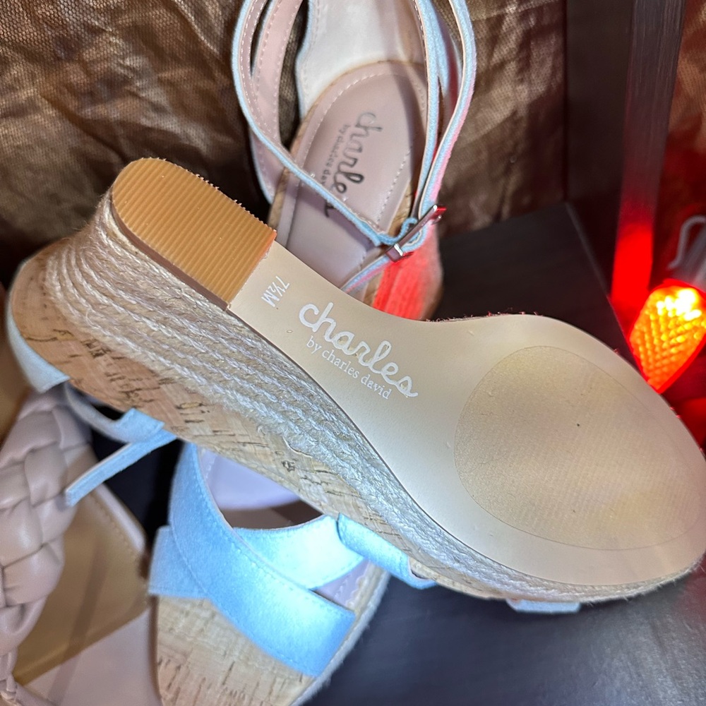 NWOT Charles David Light Blue Wedges 7.5